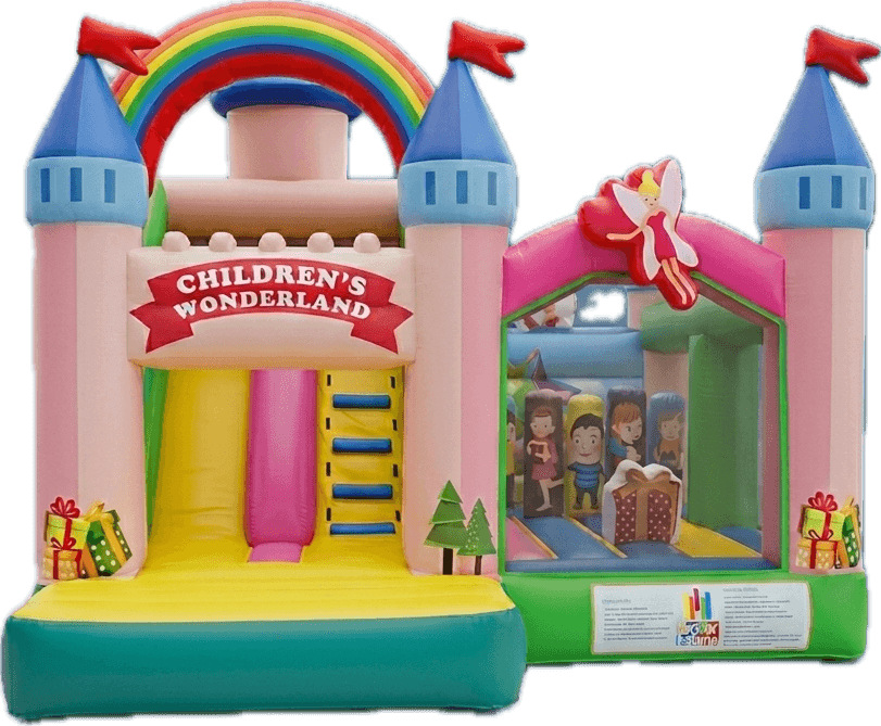 Szivárványos kastély csúszdás légvár – ugrálóvár bérlés 1